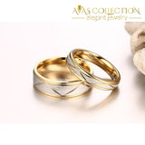 Personalized Engrave Name/Wedding Rings for Love Matte Finish Stainless Steel 18k Gold Finished - Avas Collection