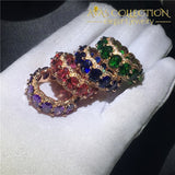 4 Colors Statement Ring Rose Gold Filled Band Rings