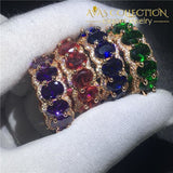 4 Colors Statement Ring Rose Gold Filled Band Rings