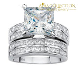 3Ct Lelia Wedding Set Princess Cut Engagement Rings