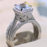 Vintage Cushion Shape Eiffel Tower Engagement Ring Rings