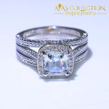 Vintage Cushion Shape Eiffel Tower Engagement Ring Rings