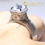 Vintage Cushion Shape Eiffel Tower Engagement Ring Rings