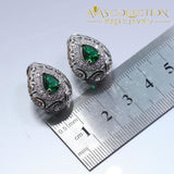 Water Drop 4PCS Jewelry Set 925 Sterling Silver Simulated Emerald - Avas Collection