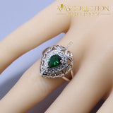 Water Drop 4PCS Jewelry Set 925 Sterling Silver Simulated Emerald - Avas Collection