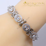 White Austria Crystal 925 Silver Four Piece Flower Jewelry Set - Avas Collection