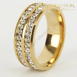 Stainless Steel Double Rows Mens Band/ Black/Silver/ Gold - Avas Collection