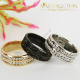 Stainless Steel Double Rows Mens Band/ Black/Silver/ Gold - Avas Collection
