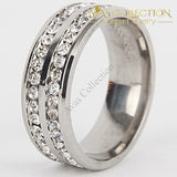 Stainless Steel Double Rows Mens Band/ Black/Silver/ Gold - Avas Collection