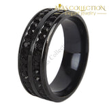 Stainless Steel Double Rows Mens Band/ Black/Silver/ Gold - Avas Collection