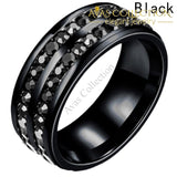Stainless Steel Double Rows Mens Band/ Black/Silver/ Gold - Avas Collection