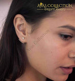 Double Sided Pave Ear Cuff Stud Earrings