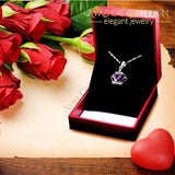 Purple / White Crown Cz Pendant Necklace 925 Sterling Silver Necklaces
