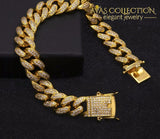 14Mm Iced Out Cuban Link Bracelet Chain & Bracelets