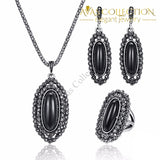 Black Resin Stone Jewelry 3 Pcs Set Sets