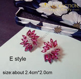 Luxury Rose Red Stone Earrings Collection Drop