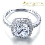 3 Carat Cushion Cut Solid 925 Sterling Silver Engagement Ring - Avas Collection