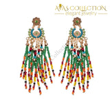 Multicolor Resin Seed Bead Dangle Earrings Stud