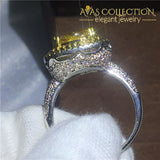 Cushion Cut Ring - Yellow Stone Rings