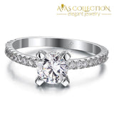 1 Carat Sterling Solid 925 Silver Engagement Ring / High Polished - Avas Collection