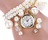 Rose Flower Design Pearl Wrist Watch Womens Watches