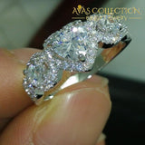 Three-Stone Heart Love Ring Rings