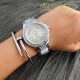 Rhinestone Simulated-Ceramics Crystal Quartz Watch Womens Watches