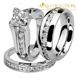His And Hers Princess Cut Set Rings