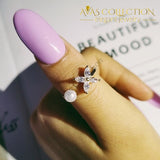 Black/silver/sold Pearl Adjustable Open Fashion Ring-R4678 Rings
