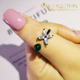 Black/silver/sold Pearl Adjustable Open Fashion Ring-R4678 Rings
