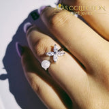 Black/silver/sold Pearl Adjustable Open Fashion Ring-R4678 Rings