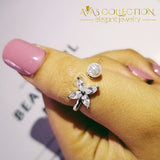 Black/silver/sold Pearl Adjustable Open Fashion Ring-R4678 Rings