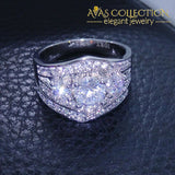 Three-Stone White Gold Filled Engagement Set Rings