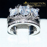 Three-Stone Square Engagement Set 5 / Rose Gold Rings