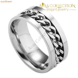 1 Piece Fashion Spinner Black Chain Ring For Men Punk Titanium Steel Metal Vnox Brand Finger Anel