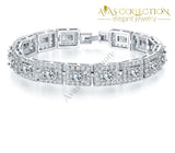Princess Cut- White Gold Filled/ Avas Collection Bracelet Chain & Link Bracelets