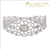 Silver /gold Color Flower Luxury Sparkling Crystal Choker Necklace Rhinestone Necklaces