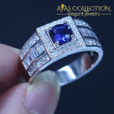 Blue Stone Wedding Band 1Ct Rings