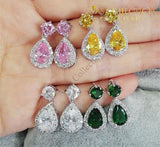 5 Color Water Drop Earring 10K White Gold Filled Dangle Earrings