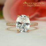 Oval Cut 3Ct White Rose Gold Filled Engagement Ring Wedding Bands