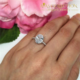 Oval Cut 3Ct White Rose Gold Filled Engagement Ring Wedding Bands