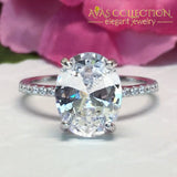 Oval Cut 3Ct White Rose Gold Filled Engagement Ring 6 / Silver Wedding Bands