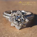 Elegant Flower Shape Promise Ring/ Engagement Anniversary - Lr564 Rings