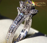 Elegant Flower Shape Promise Ring/ Engagement Anniversary - Lr564 Rings