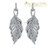 Choucong Feather Drop Earring Aaaaa Zircon White Gold Filled Leaf Wedding Dangle Earrings For Women