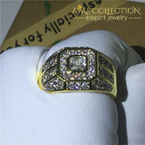 Male Hip Hop Ring 14K Yellow Gold Filled Engagement Rings