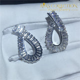 Luxury Princess Cut 10K White Gold Filled Earrings Stud
