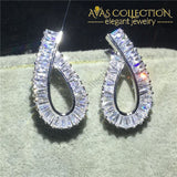 Luxury Princess Cut 10K White Gold Filled Earrings Stud