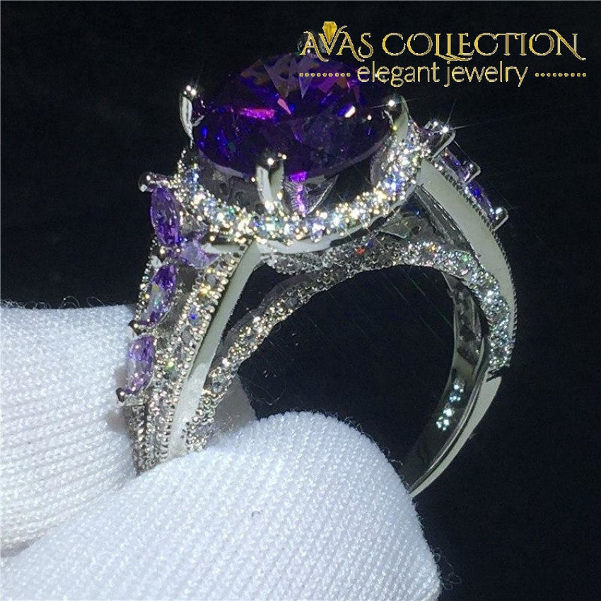 Purple stone wedding on sale ring