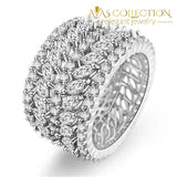 Luxury Wide Flower Design Ring White Gold Filled Engagement Rings